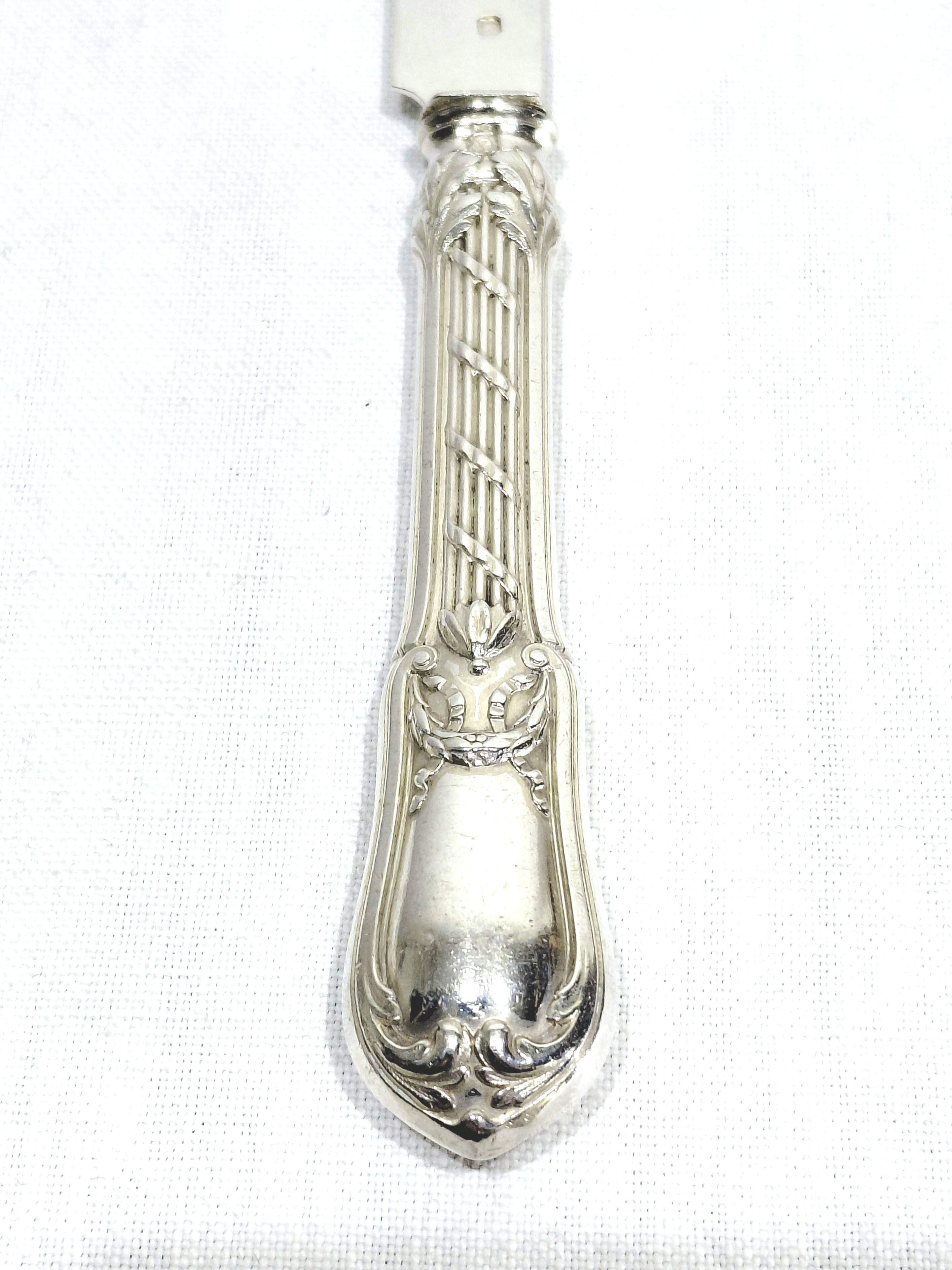 10 silver fruit knives in Louis XVI style