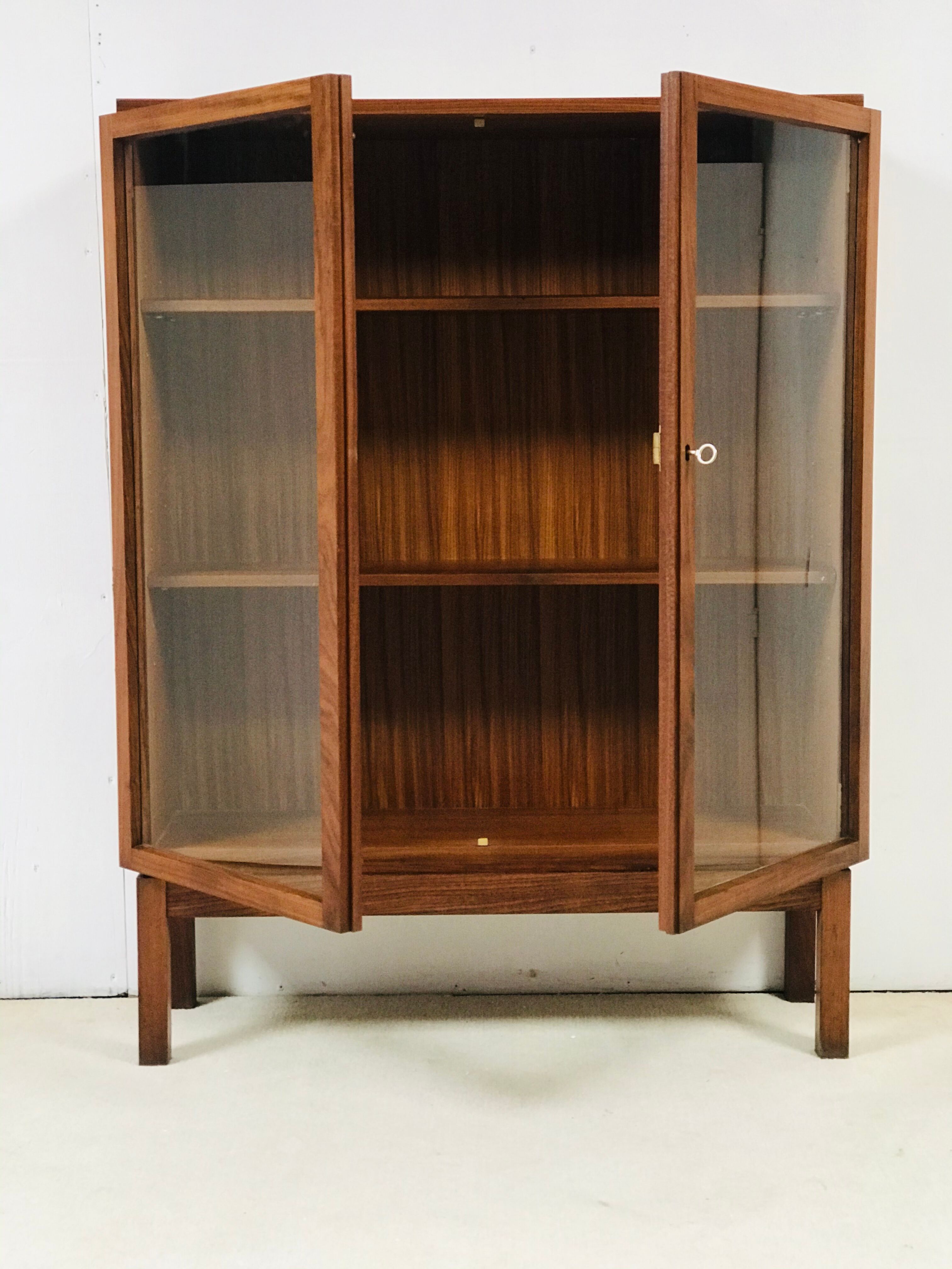 Mid-century teak and glazed display cabinet by J Nissenbaum & Son Ltd., 1970s
