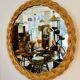 Vintage woven wicker mirror from the 70s