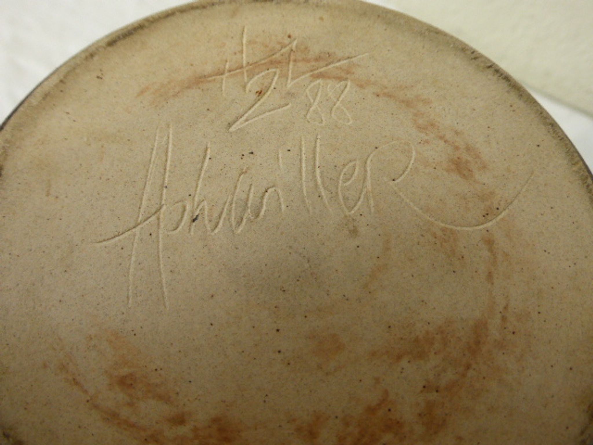 Vase ceramic glazed to ferns, vintage, stamped and signed Hohwiller, HL 208