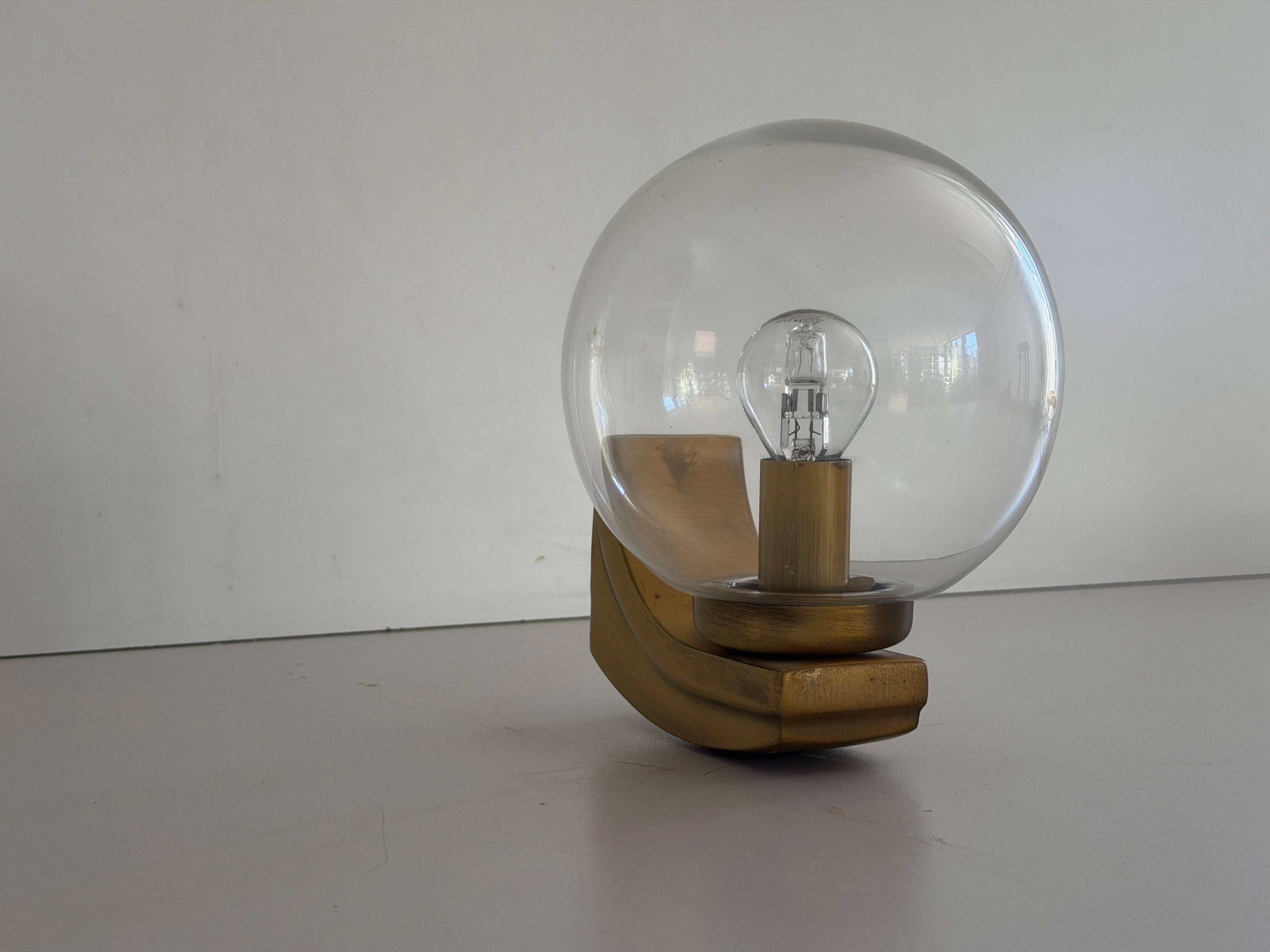 Simple glass and brass wall light from the mid-century, 1960, Germany.