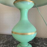Green opaline lamp enhanced with gilding nets (late nineteenth century)