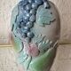 Handmade majolica lamp with fruit design, 1970s