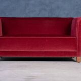 Vintage Red Velvet Sofa, 1950s