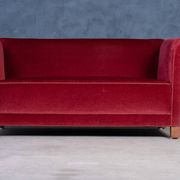 Canapé Vintage en Velours Rouge, 1950s