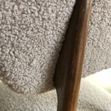 Set of 6 midcentury beige bouclé dining chairs, 1960s