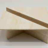 Up&Up travertine triangle coffee table, Italy 70s.