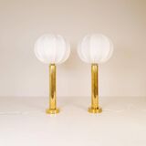 Pair of mid-century brass table lamps by Kosta Elarmatur, Sweden, 1960s.