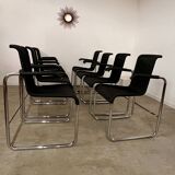 Lot de 8 chaises tubulaires, design d'Axel Bruchhäuser Tecta modèle D20 vintage