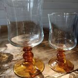 8 amber foot glasses