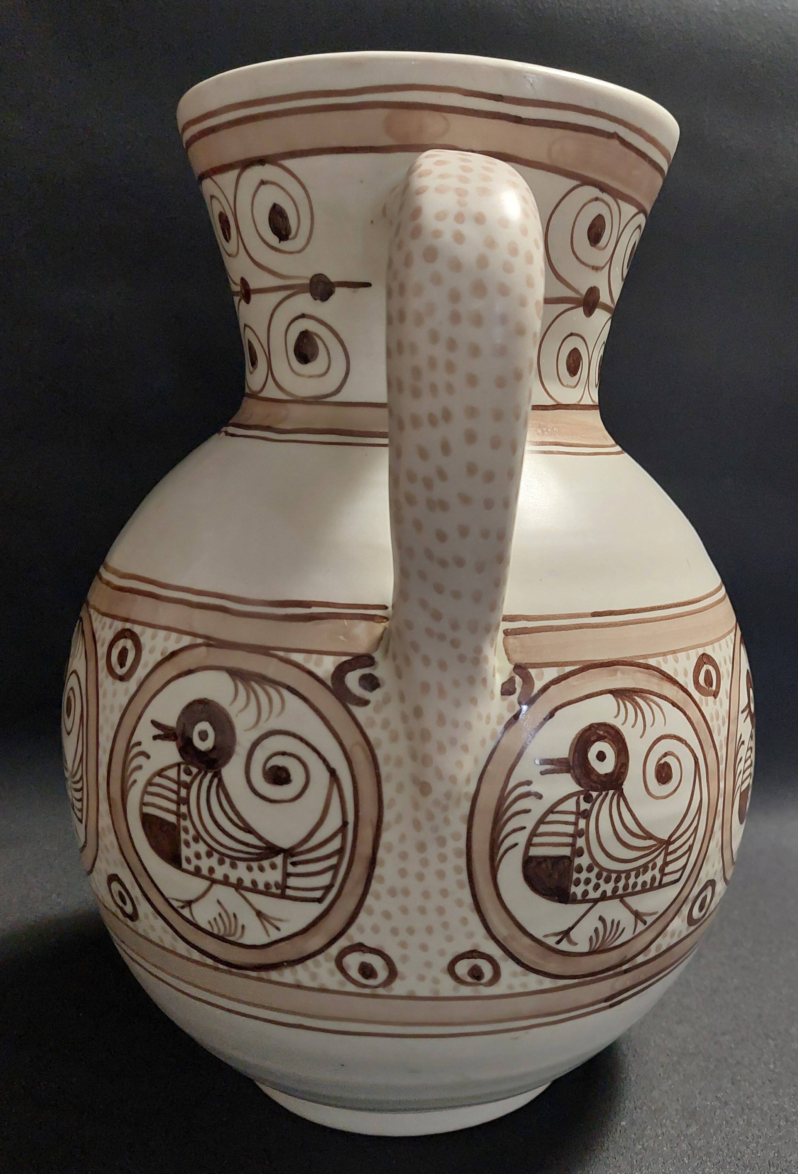 Vintage Talavera ceramic pitcher vase jug 20th century