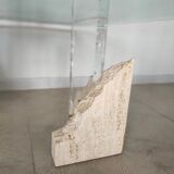 Travertine and glass coffee table