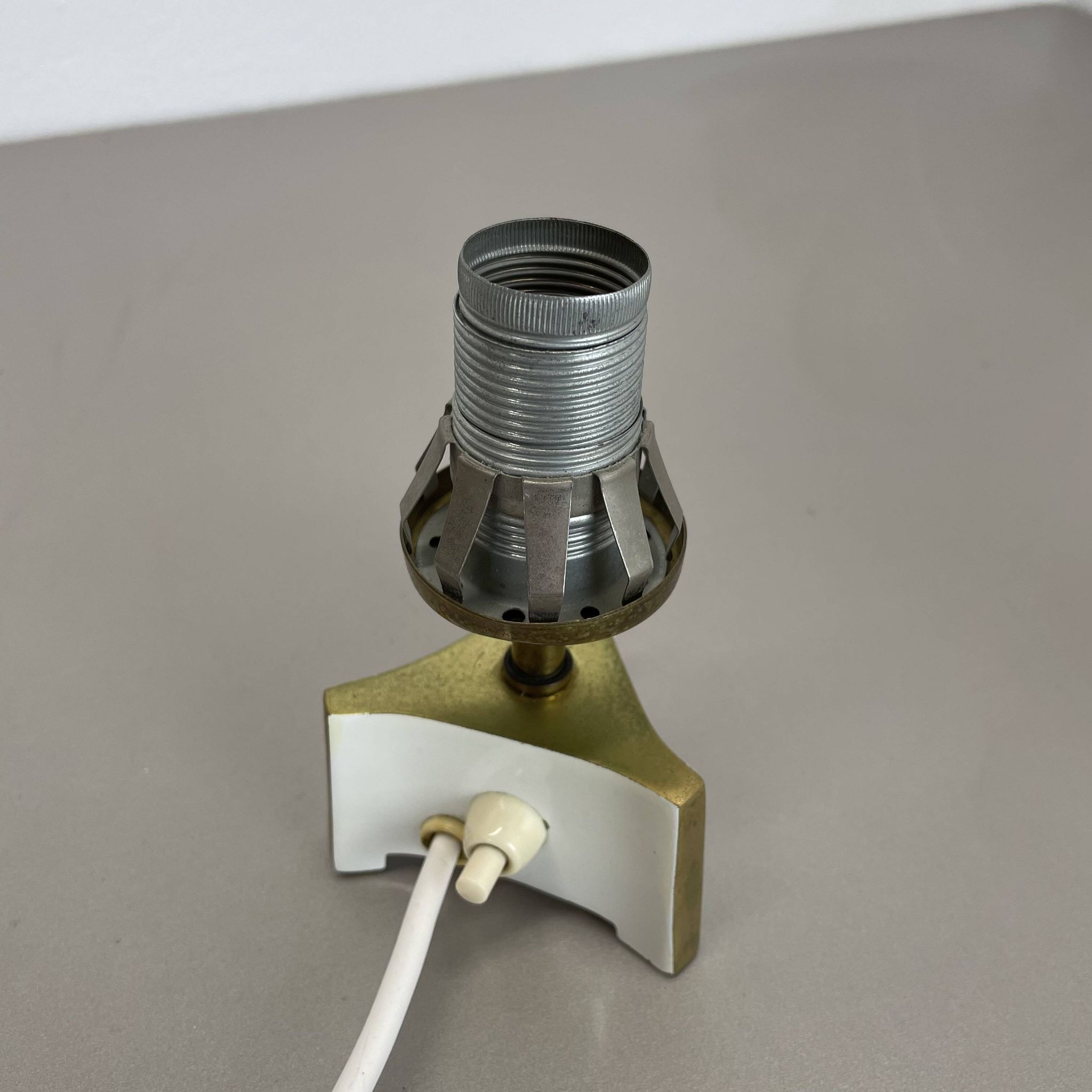 Set of 2 "cone" glass and brass table light, italy 1950s