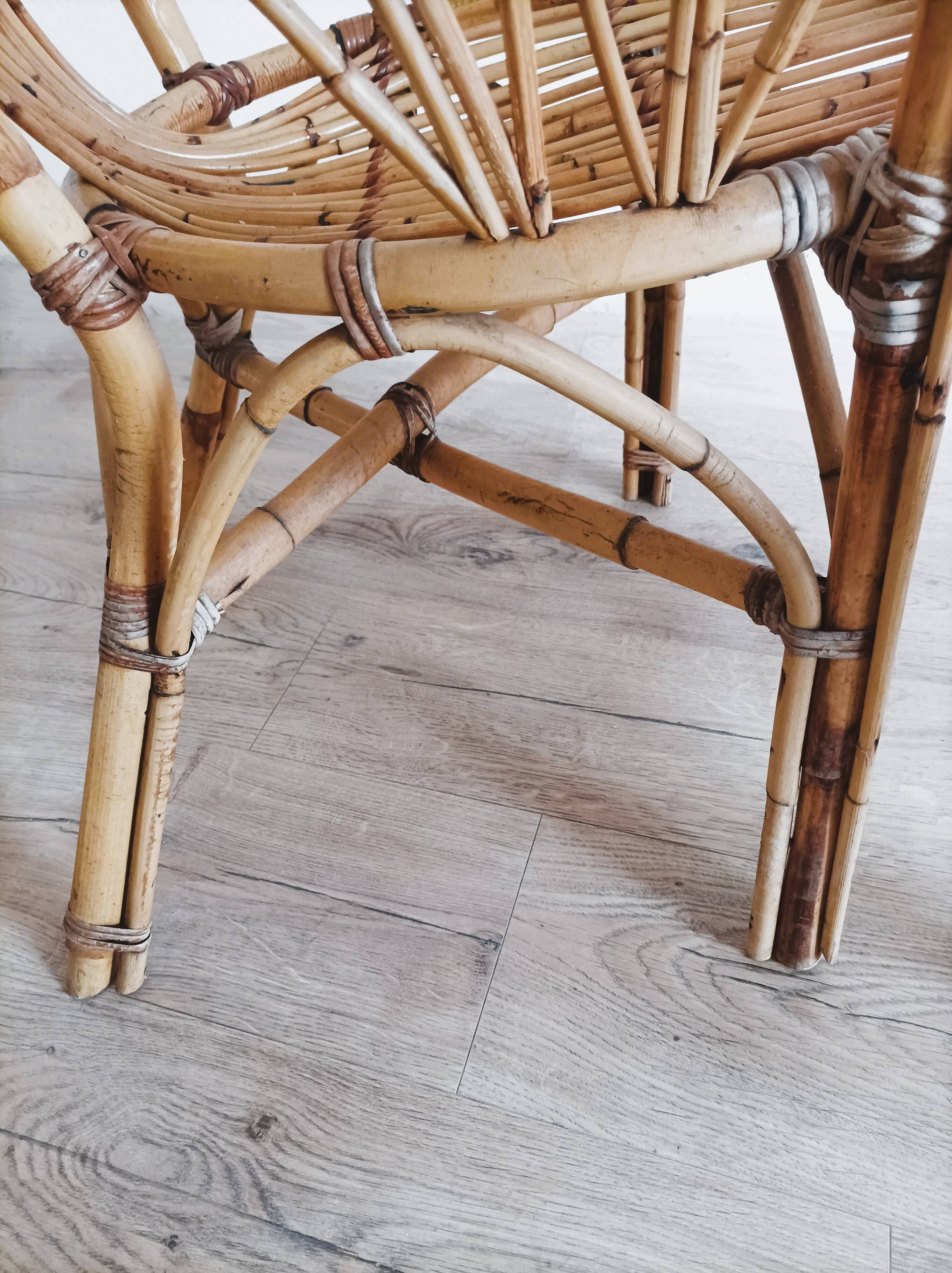 Rattan armchairs and table