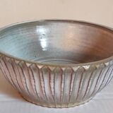 Vintage fluted enameled earthenware potter's salad bowl