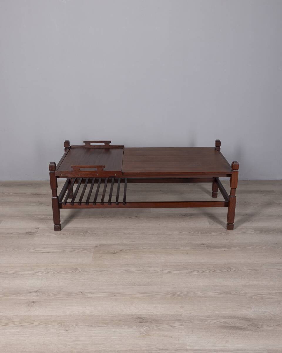 Vintage 1960s coffee table with pull-out tray, Italian design