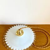 Opaline crenellated pendant light