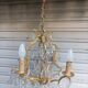 Rare old cage chandelier in gilded bronze and crystal 4 lights / WORKING CONDITION LEFT?