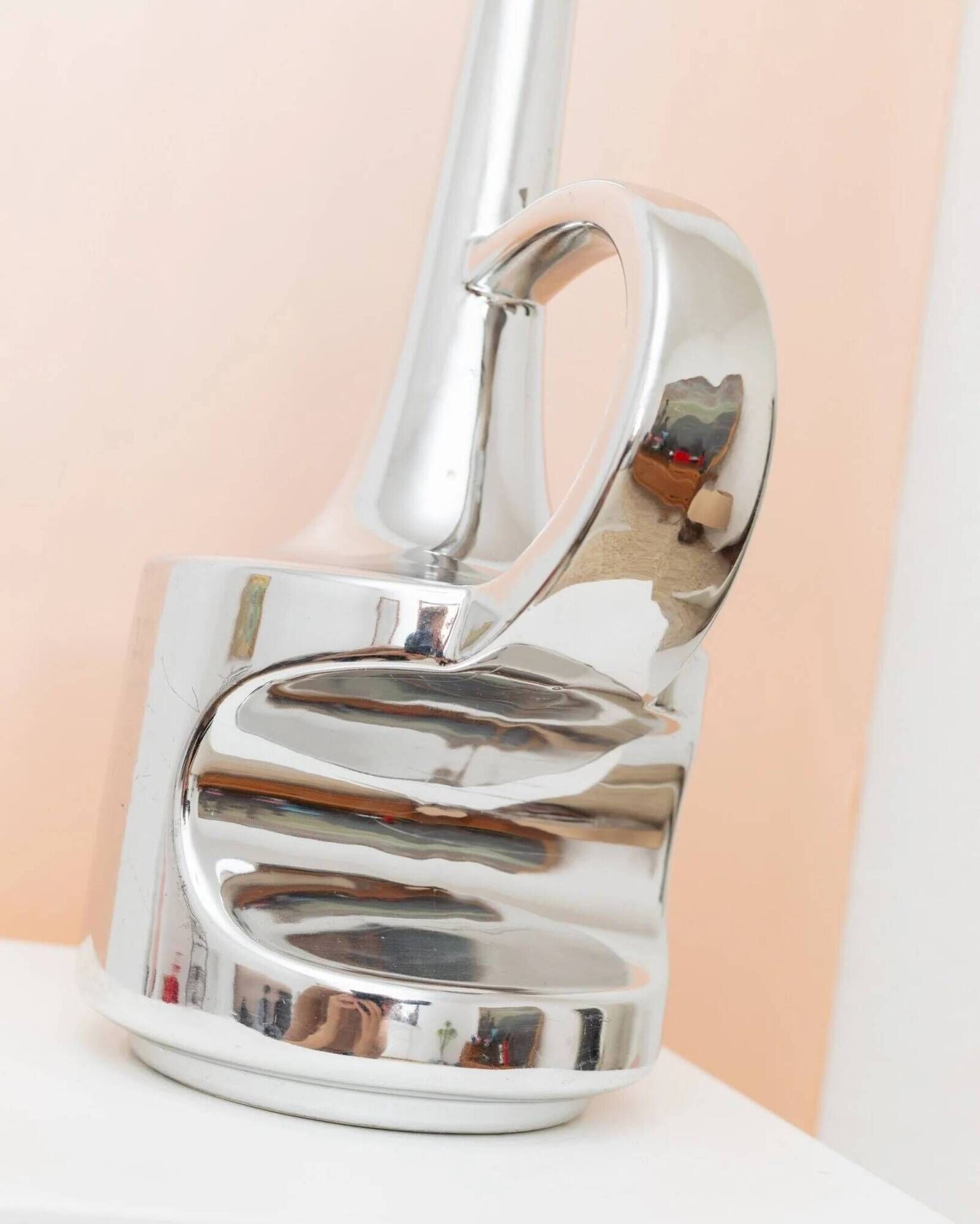 XL Vintage Ceramic Vase in Chrome Glaze (Silver) – SSF Italia, Space Age 1970s