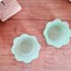 Duo of two candle holders cups in green opaline of water
