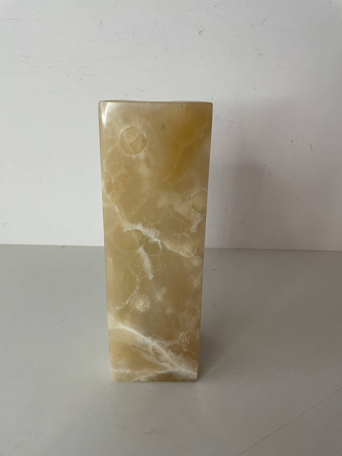 Cubic alabaster vase