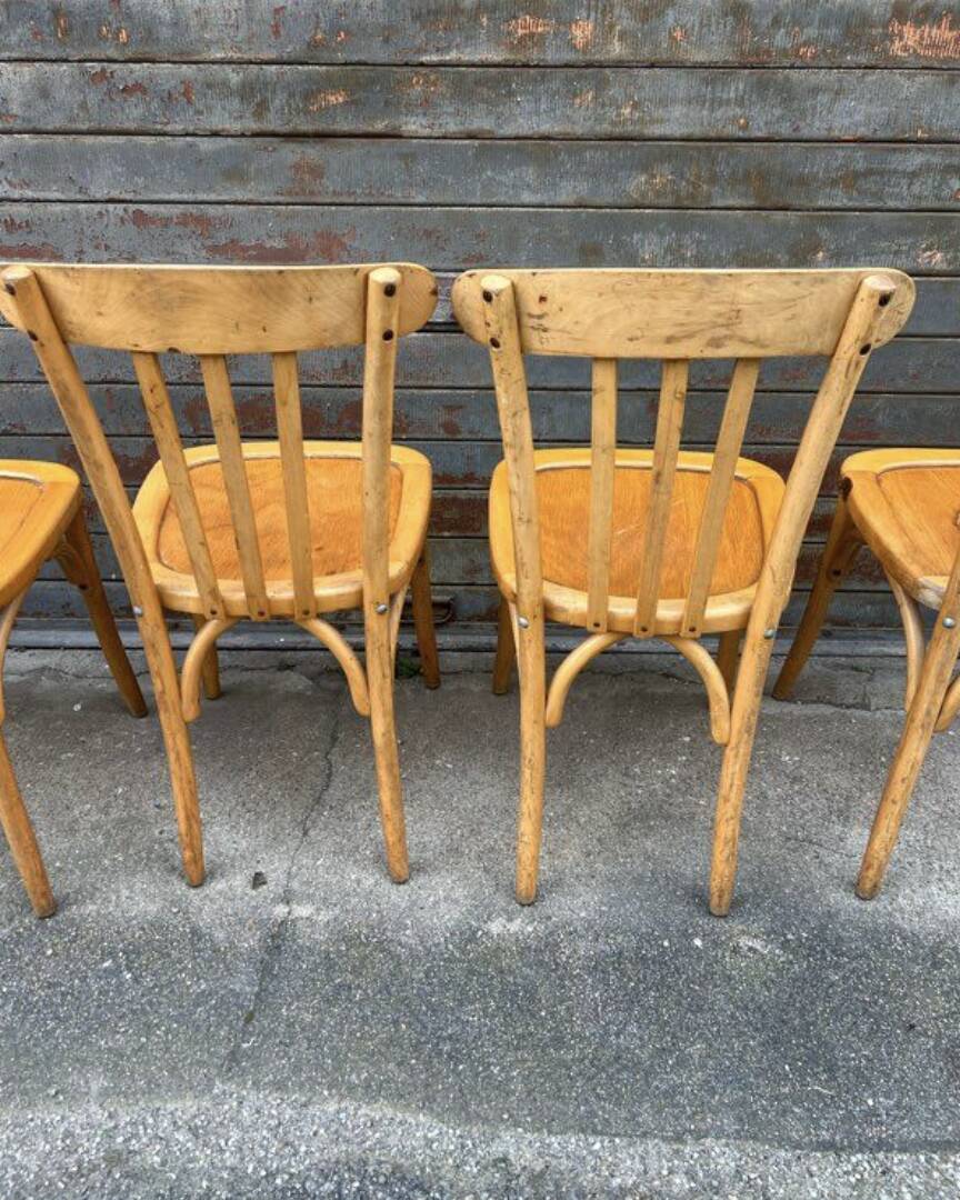 (Lot) 5 stamped Lutherma chairs (light oak)