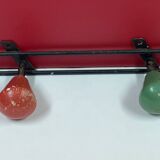 Round iron coat rack and wooden hooks 59 cm