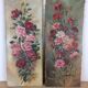 Suite of 2 old still lifes, painting on canvas, flowers