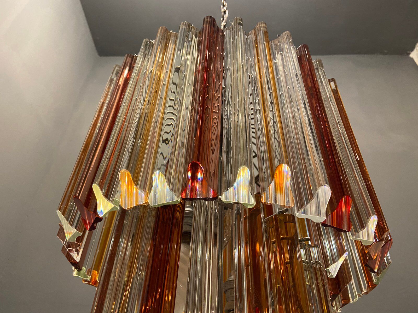 Italian Murano Glass Prism Spiral Chandelier