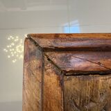 Solid oak carved coffee table with glass top