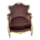 Louis XV cabriolet armchair in solid wood, beige with brown velvet fabric.