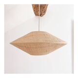 Woven rattan saucer pendant light