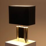 Large Belgian Table Lamp in mirror glass and Brass 1970s