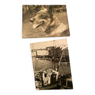 Duo of Vintage Photographs (1970s/1980s) on Panels – Fishing Trawler