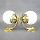 Pair of Art Deco wall sconces in brass and opaline glass, Europe, 1930s