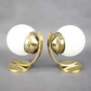 Pair of Art Deco wall sconces in brass and opaline glass, Europe, 1930s