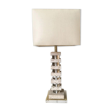 Table lamp in fossilized travertine and Lucite way of Karl Springer about 1970'