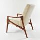Fauteuil Pen velours côtelé crème