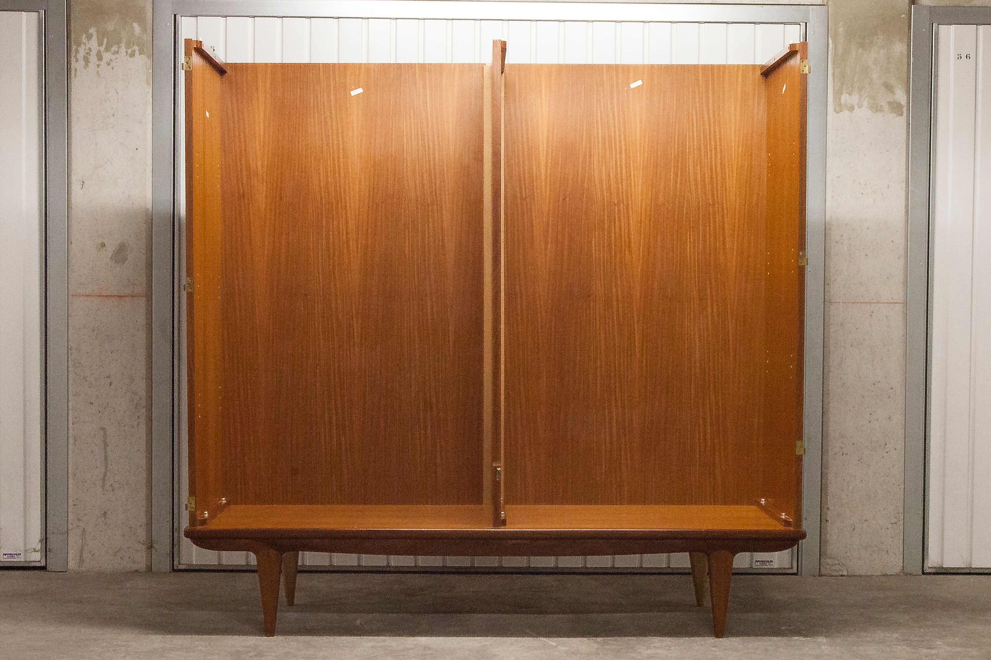 Scandinavian wardrobe 1960 teak 4 doors, 3 drawers, 2keys