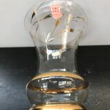 Vase art glassware Beaulieu glass decor vintage golden flowers