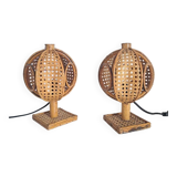 Paire de lampes de chevet bambou