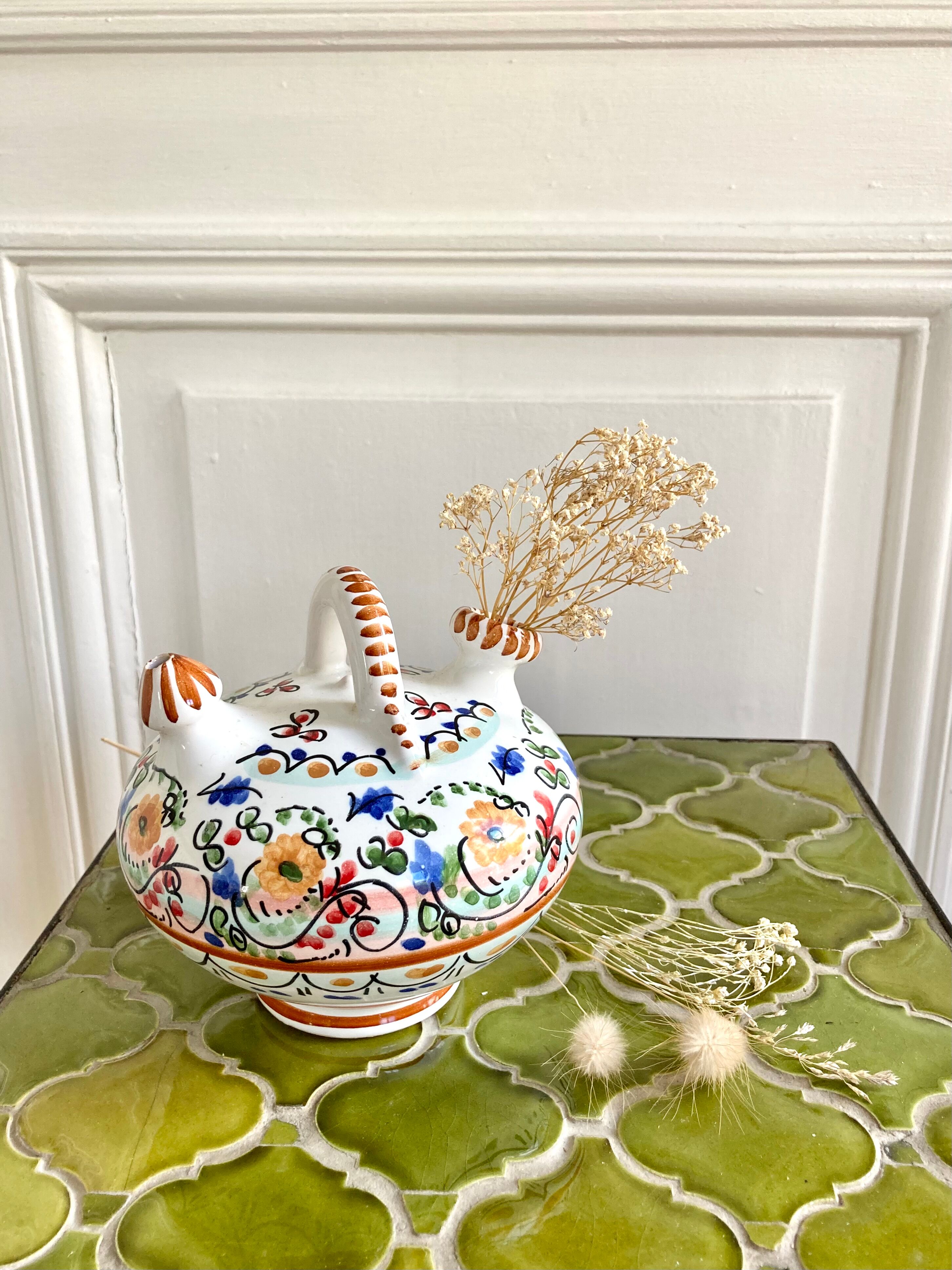 Gargoulette jug ceramic flower spade