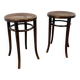 Set of 2 antique Thonet Bentwood Stools with Cane Seats