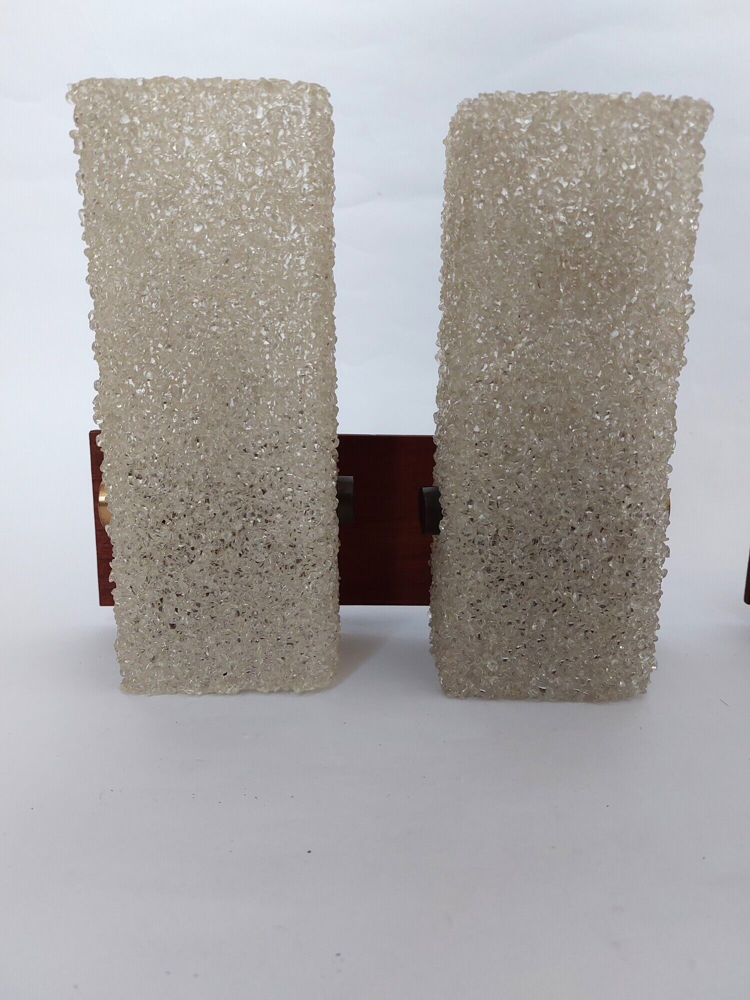 Pair of Scandinavian wall lamps, metal, teak and perspex 1960 vintage