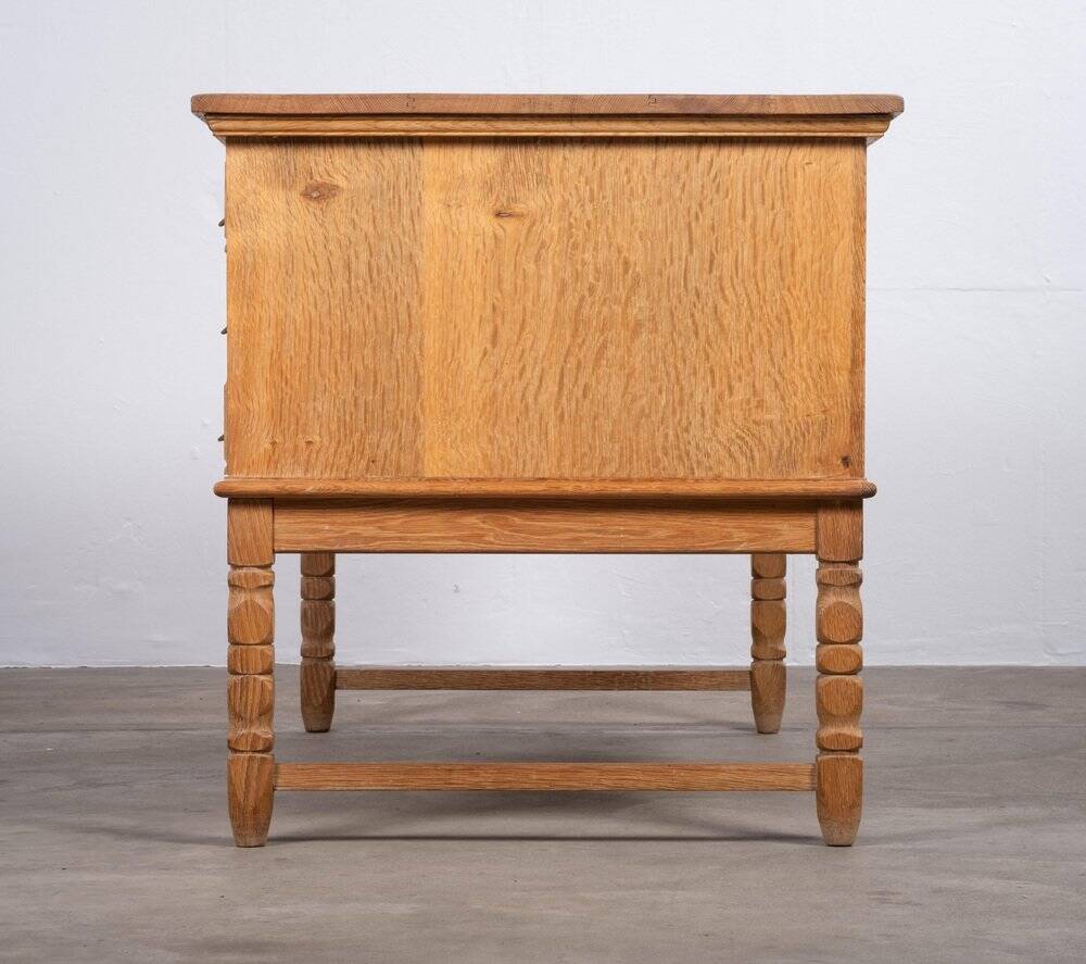 Freestanding Oak Desk attributed to Henning Kjærnulf, Denmark, 1960s