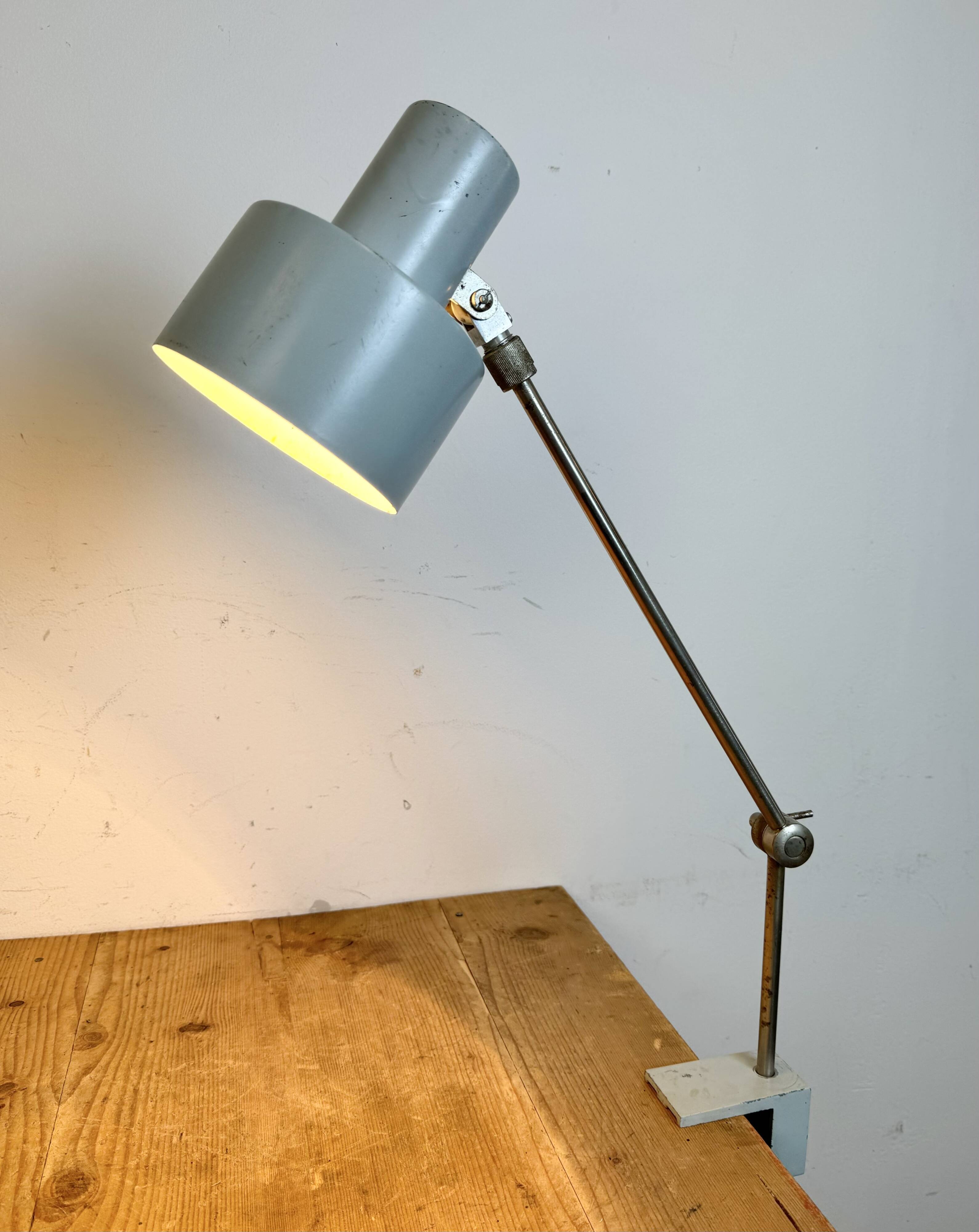Grey Industrial Factory Office Desk Lamp from Elektrosvit, 1970s
