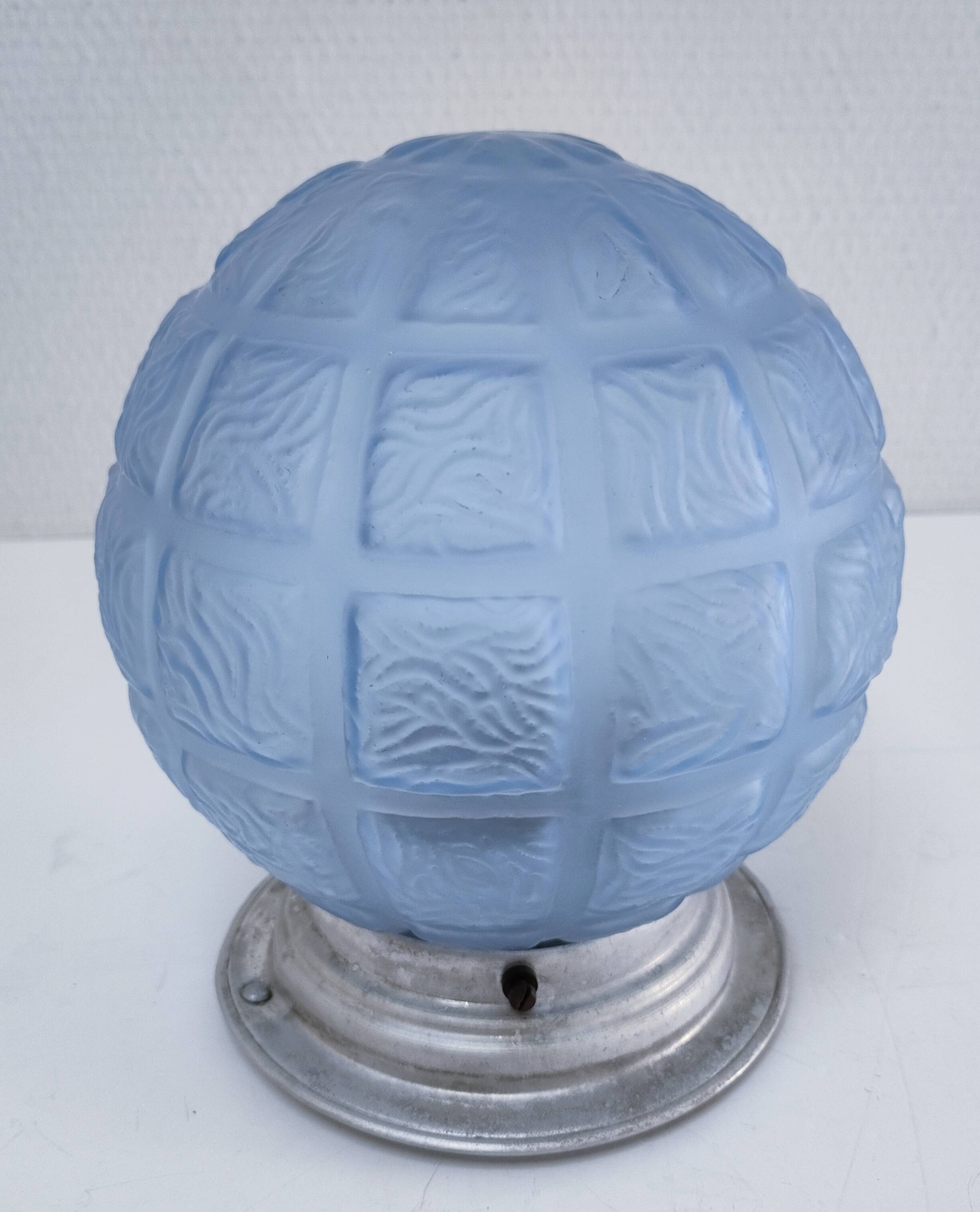 Art Deco ceiling light, blue glass, 1920s
