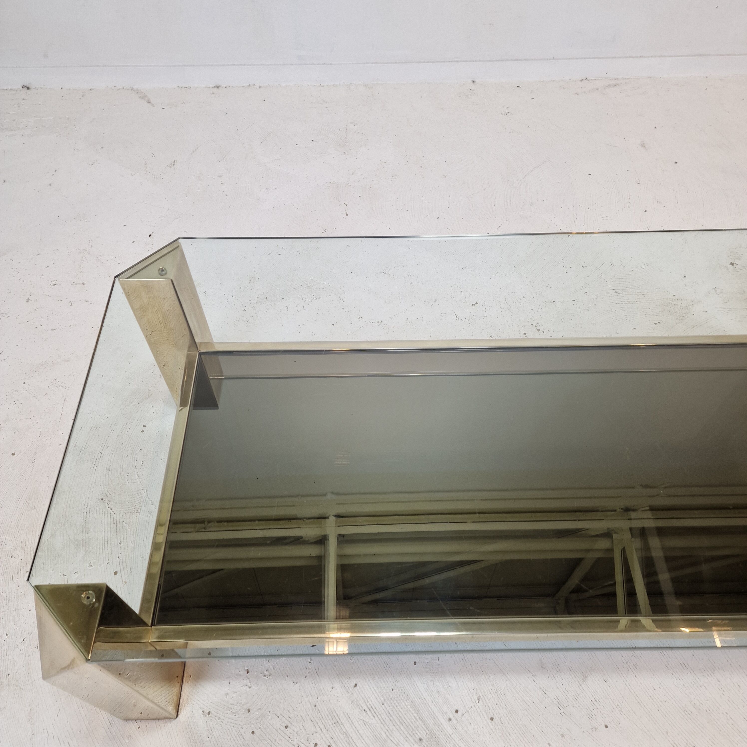 Belgo chrom coffee table 23kt gold plated, 1970's