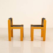 Set of 4 Italian chairs in wood and leather by Ibisco 70's