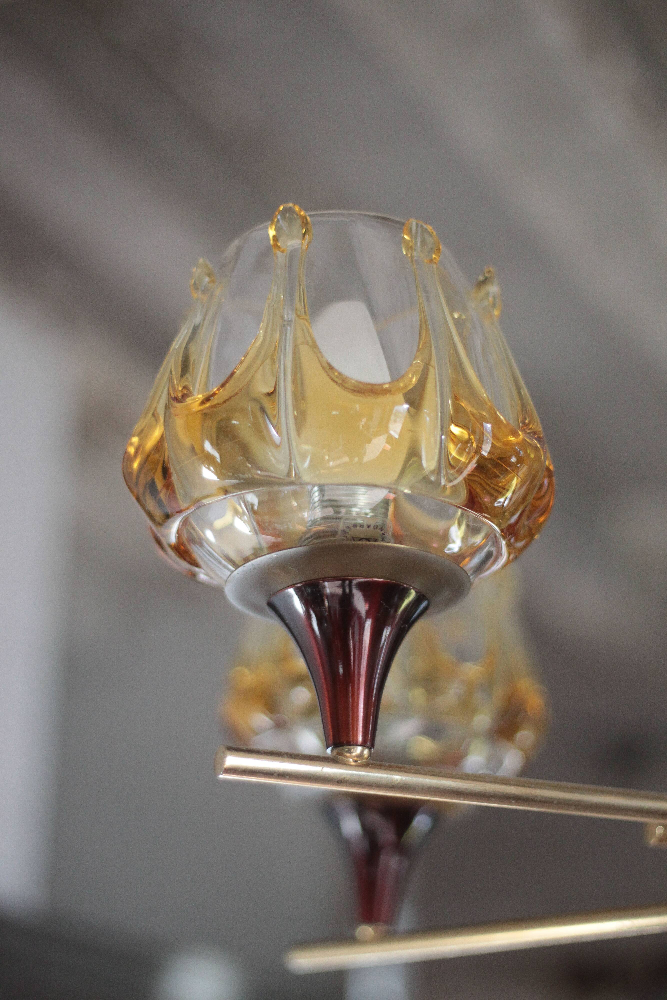 Vintage pendant light, Oberglass Austria glass pendant light, Murano style